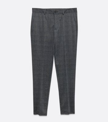 Image of Dark Grey Check Jersey Trousers New Look