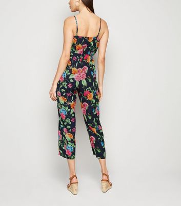 Mela Blue Floral Crop Jumpsuit | New Look