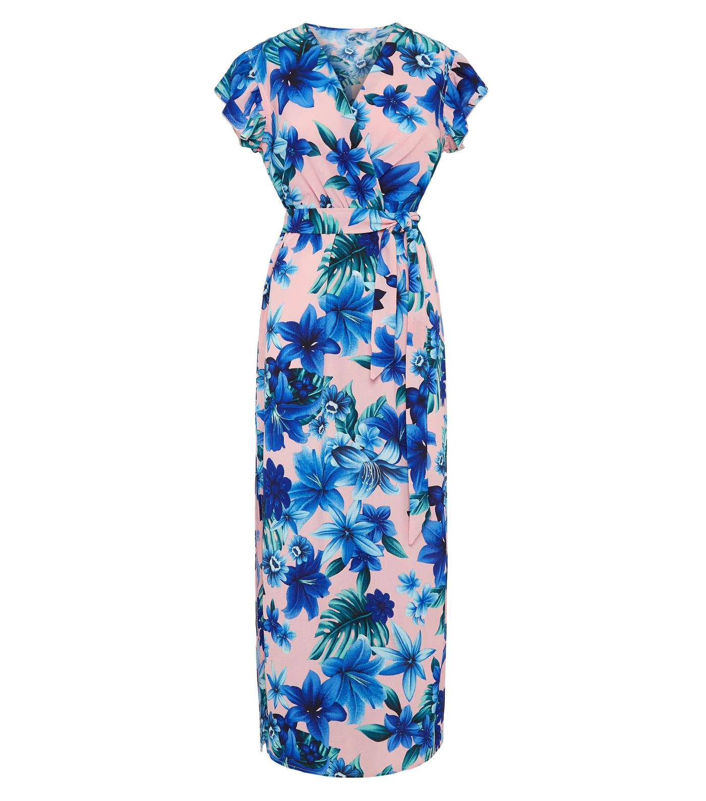 Mela Blue Floral Wrap Maxi Dress Image 4