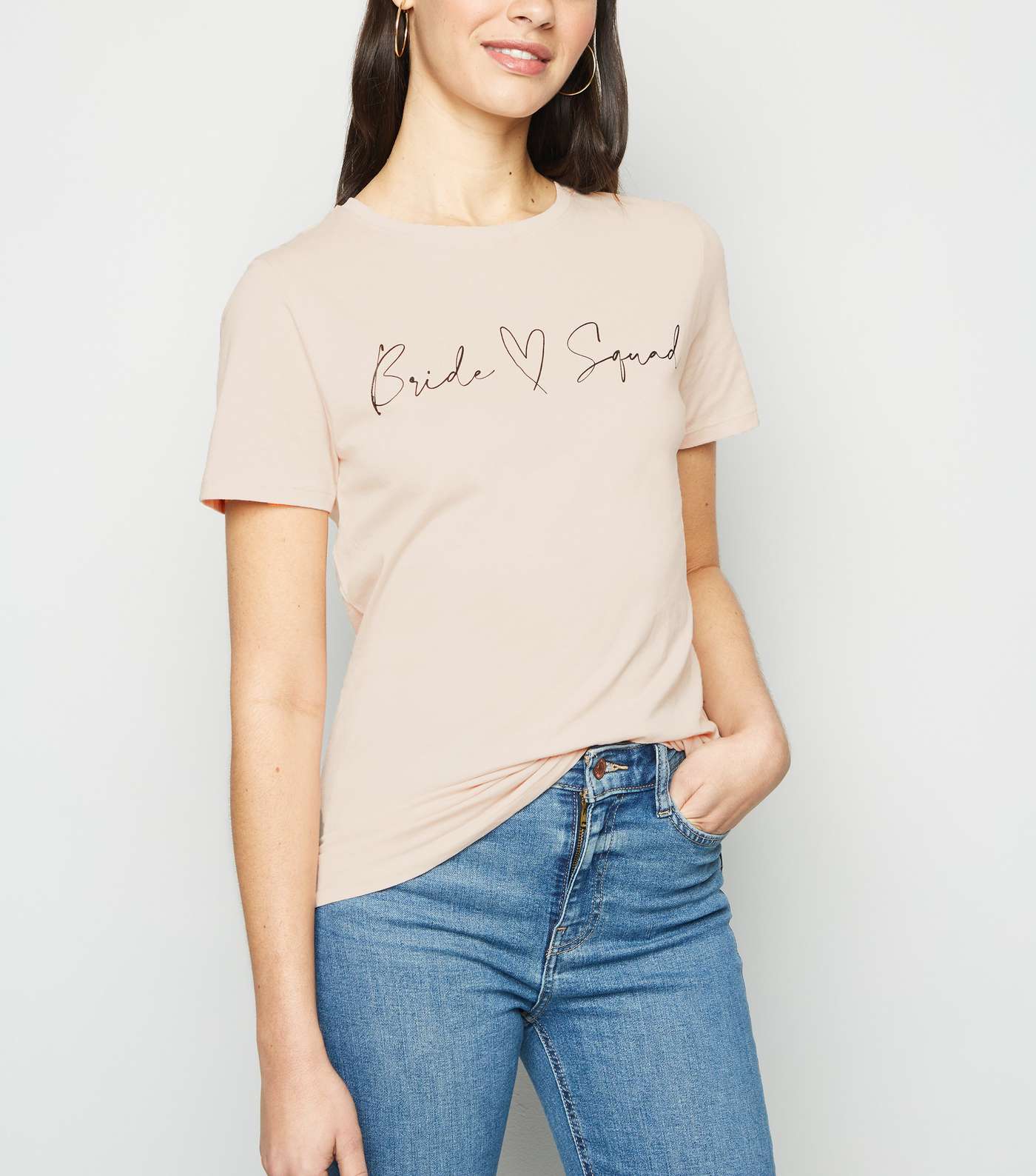Pale Pink Bride Squad Slogan T-Shirt