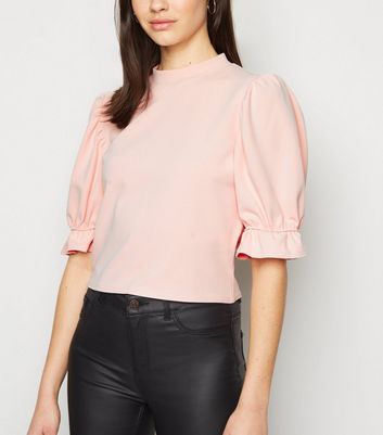 Image of Cameo Rose Pale Pink Frill Puff Sleeve Top New Look