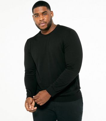 Black Fine Knit Crew Neck Jumper 