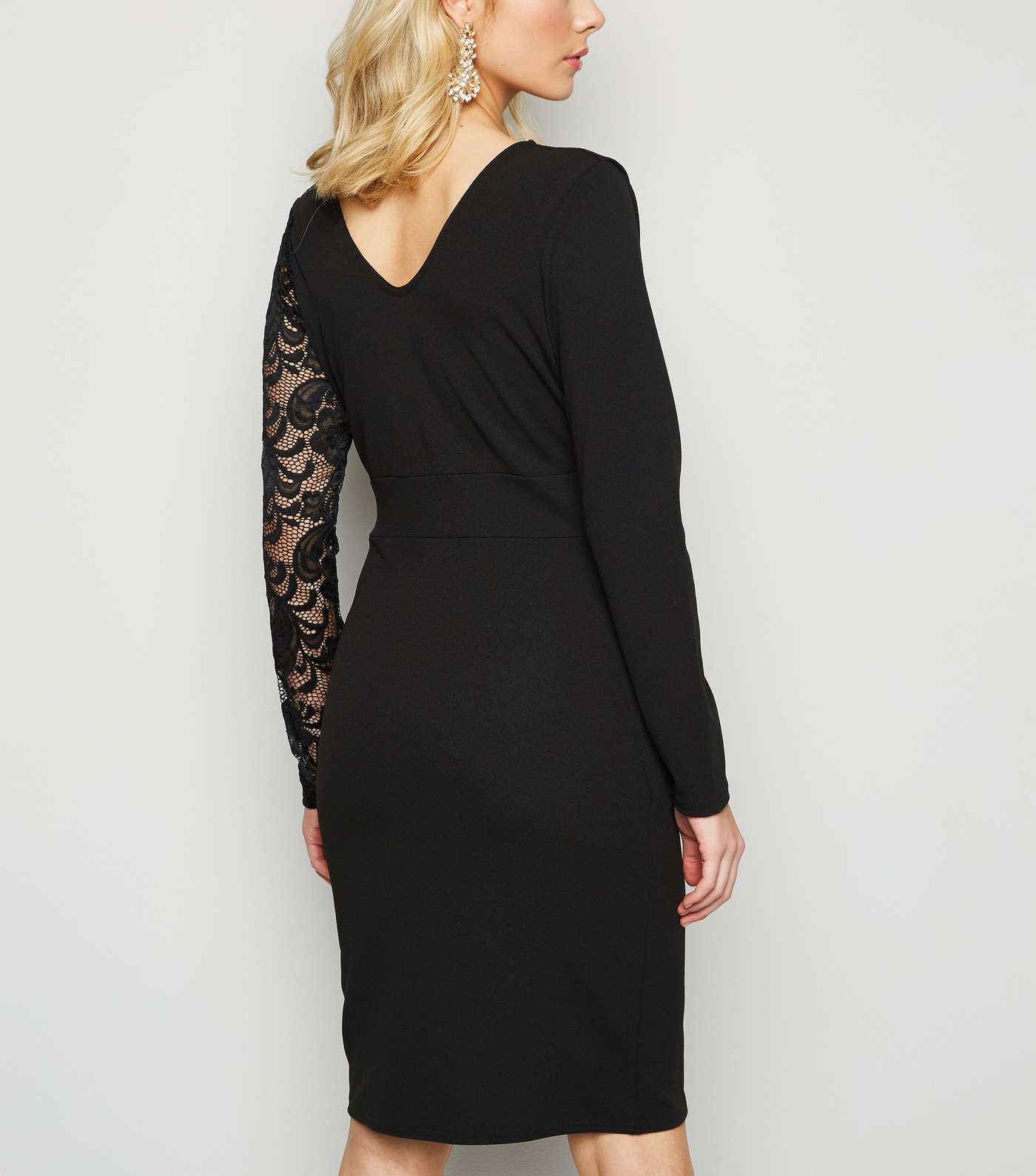 Miss Figa Black Asymmetric Lace Wrap Dress Image 3