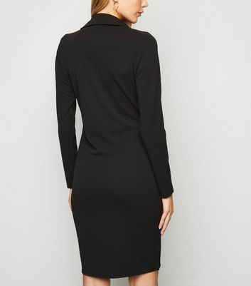 long sleeve blazer dress black