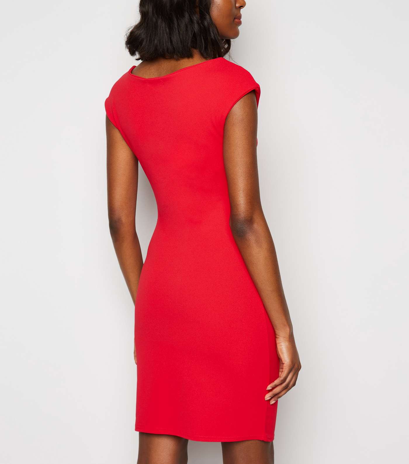 Missfiga Red Cap Sleeve Ruched Bodycon Dress Image 3