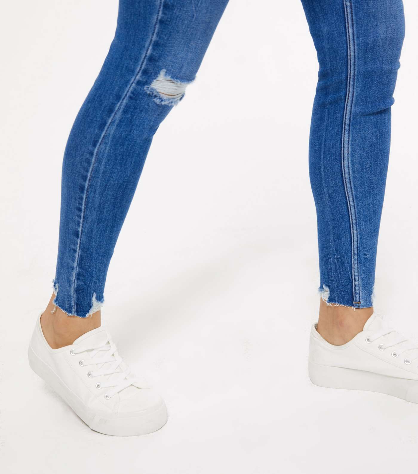 Bright Blue Ripped High Waist Hallie Super Skinny Jeans Image 4