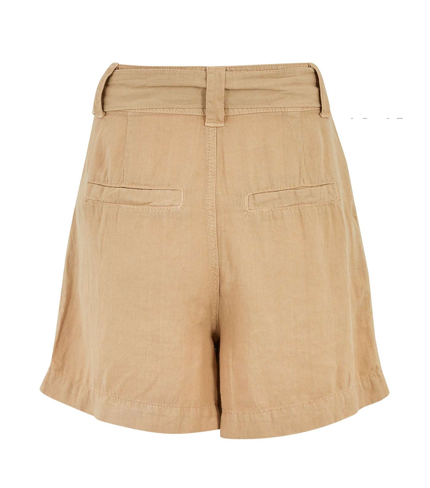 Stone Linen Blend Belted Shorts  Image 2