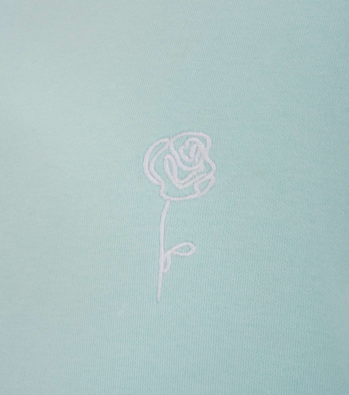 Mint Green Rose Embroidered Sweatshirt Image 3
