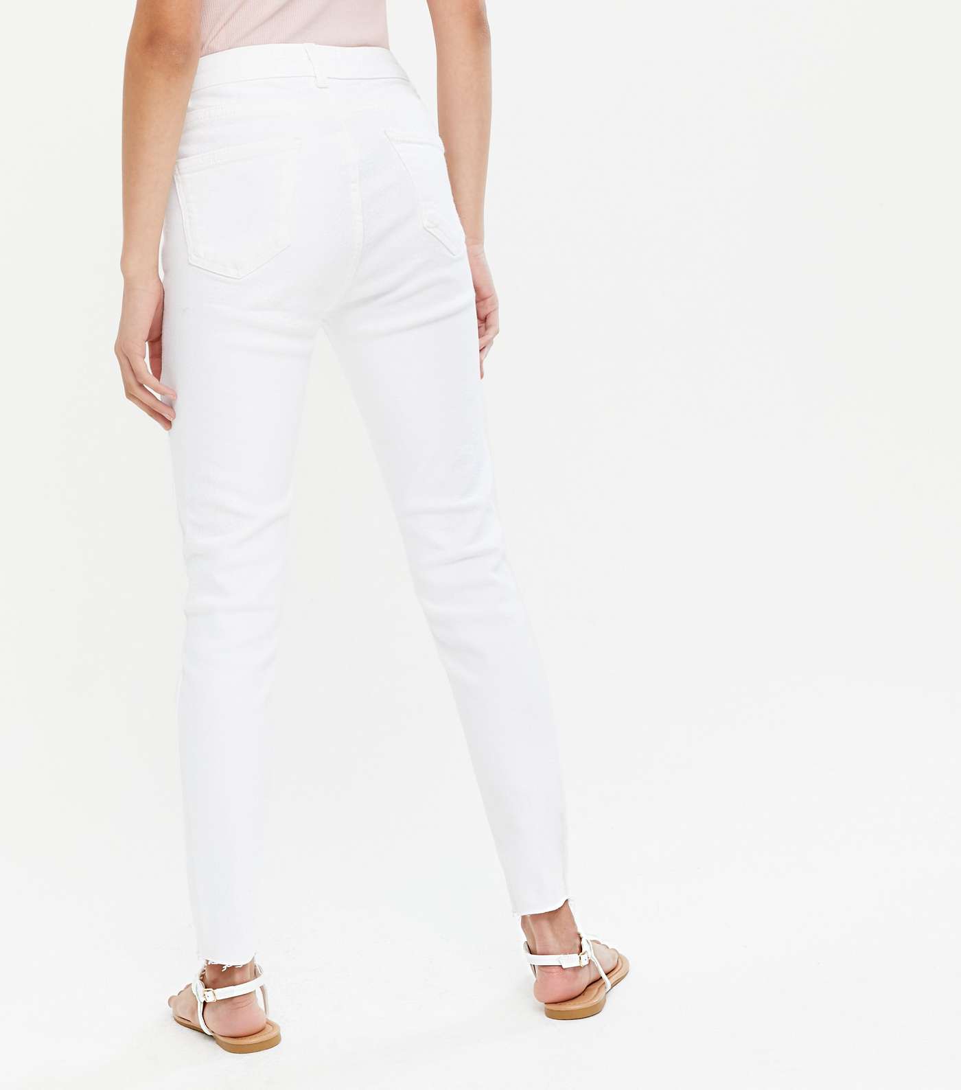 Girls White Ripped High Waist Hallie Super Skinny Jeans Image 4