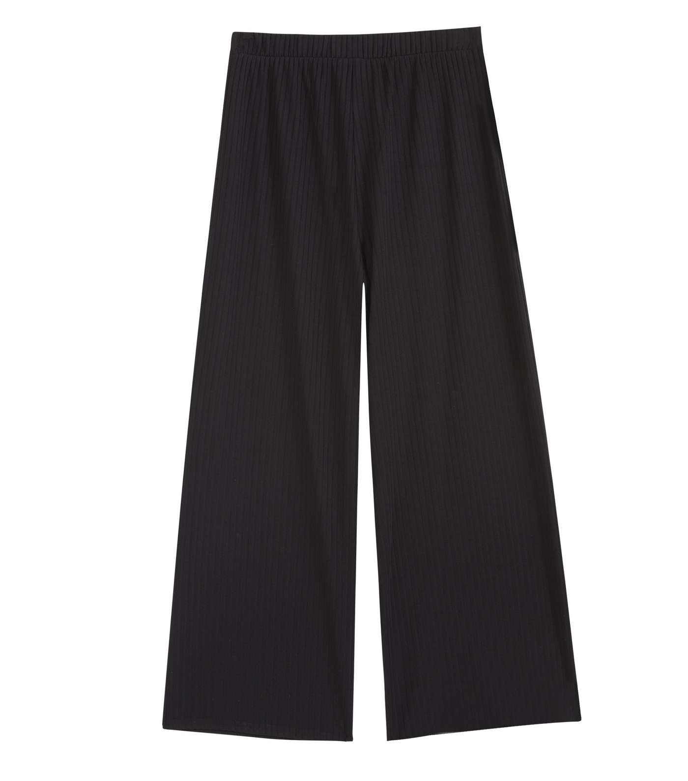 Girls Black Ribbed Zip Crop Trousers Image 2