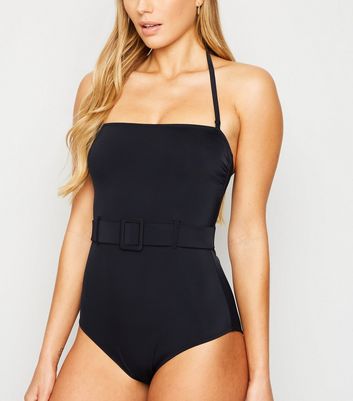 New look black hot sale belted swimsuit