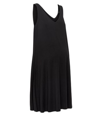Image of Maternity Black V Neck Sleeveless Dress New Look