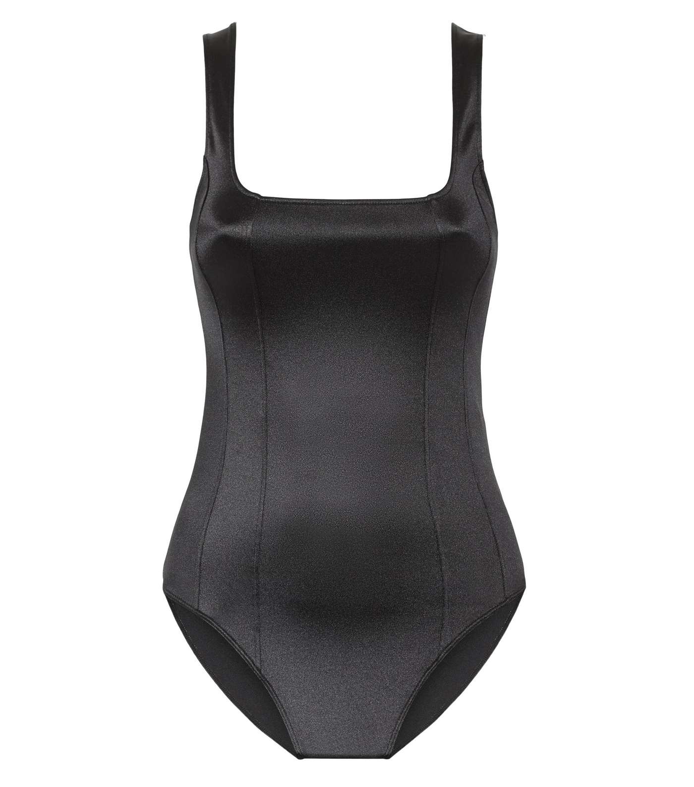 Black Satin Corset Seam Bodysuit Image 4