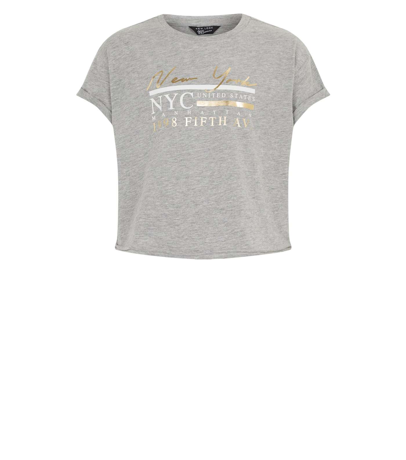 Girls Grey NYC Metallic Slogan T-Shirt Image 4