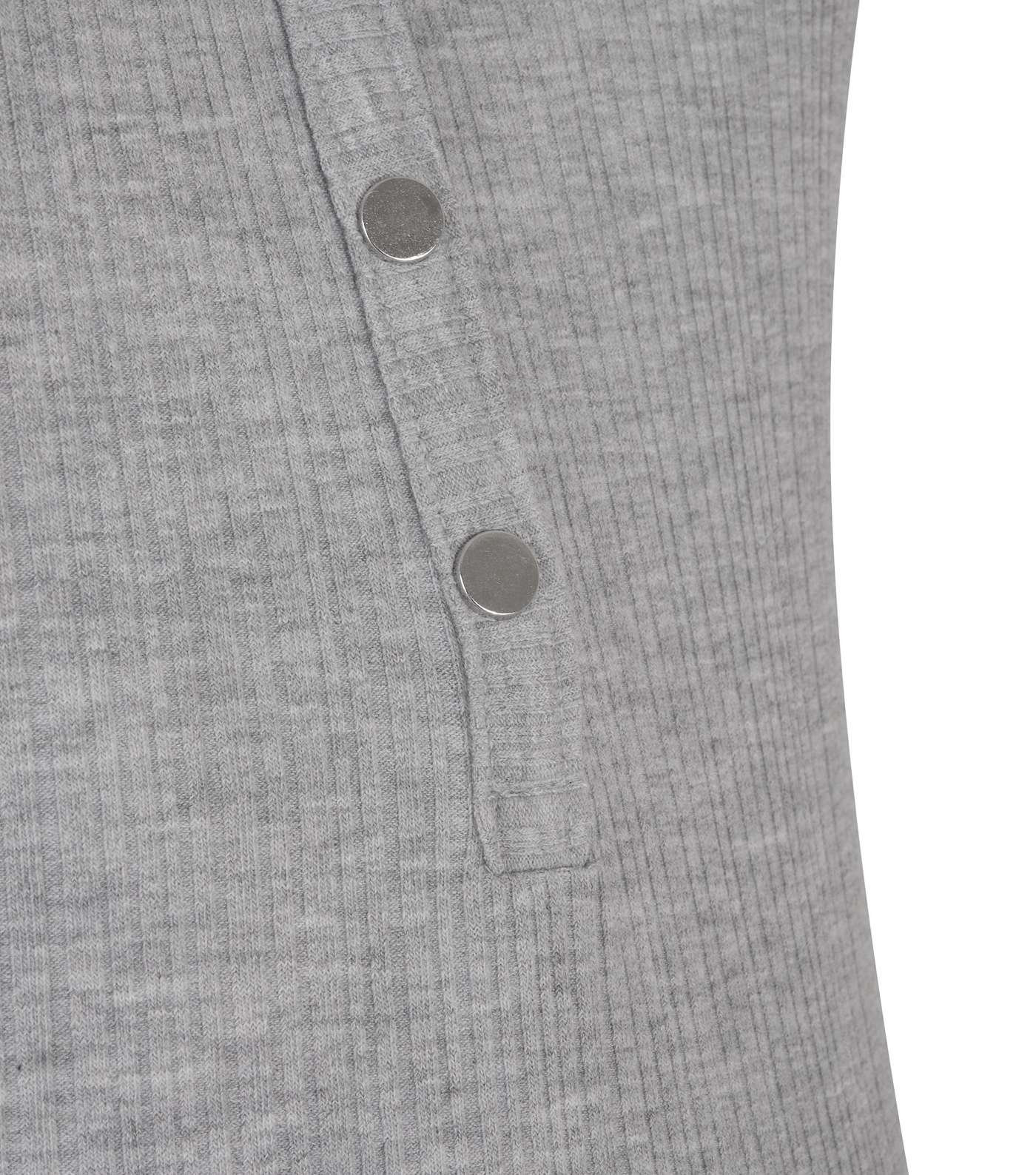 Maternity Grey Ribbed Midi Bodycon Dress Image 3