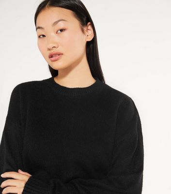 Petite Black Cropped Jumper | New Look