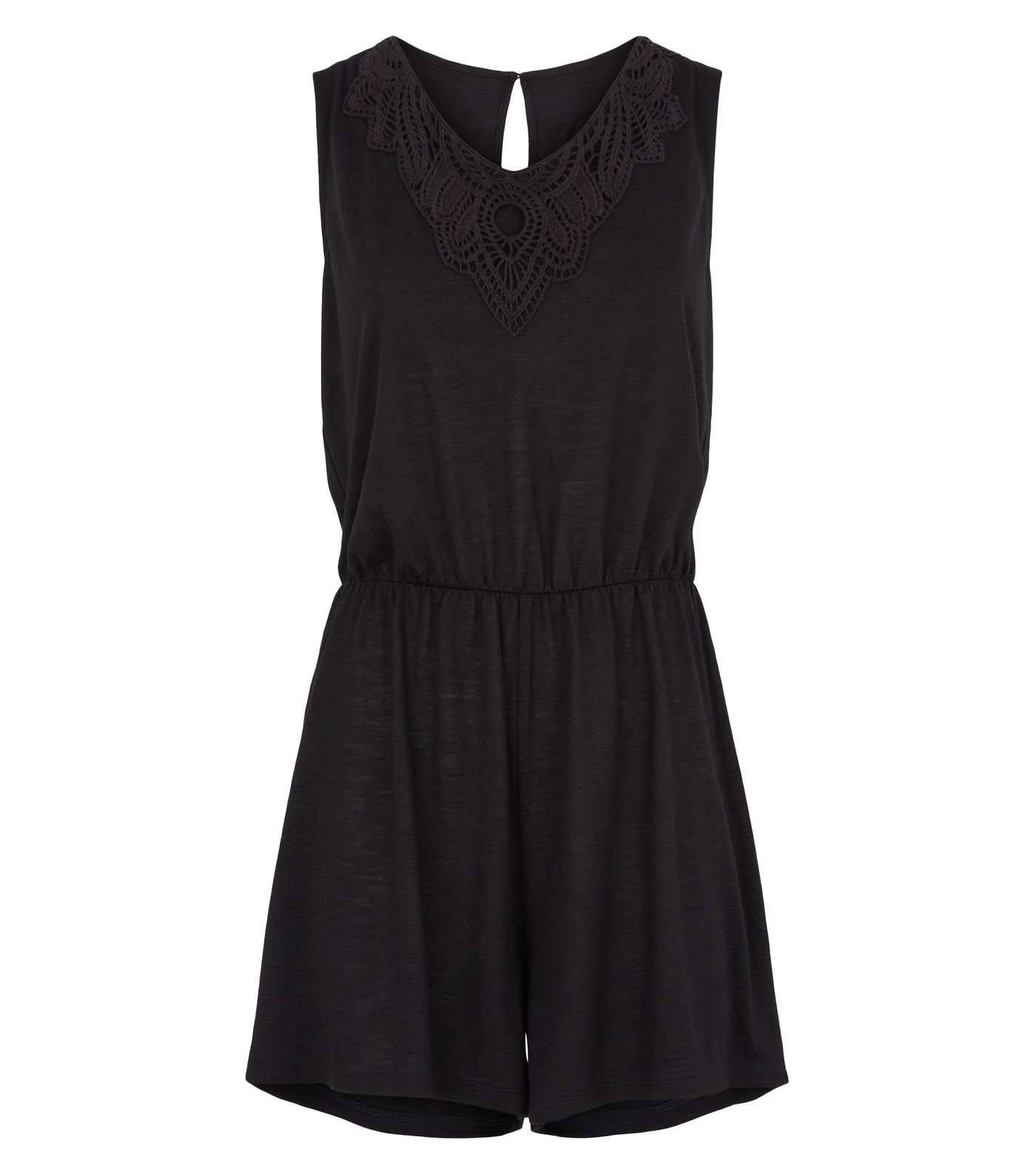 JDY Black Crochet Embroidered Jersey Playsuit  Image 4