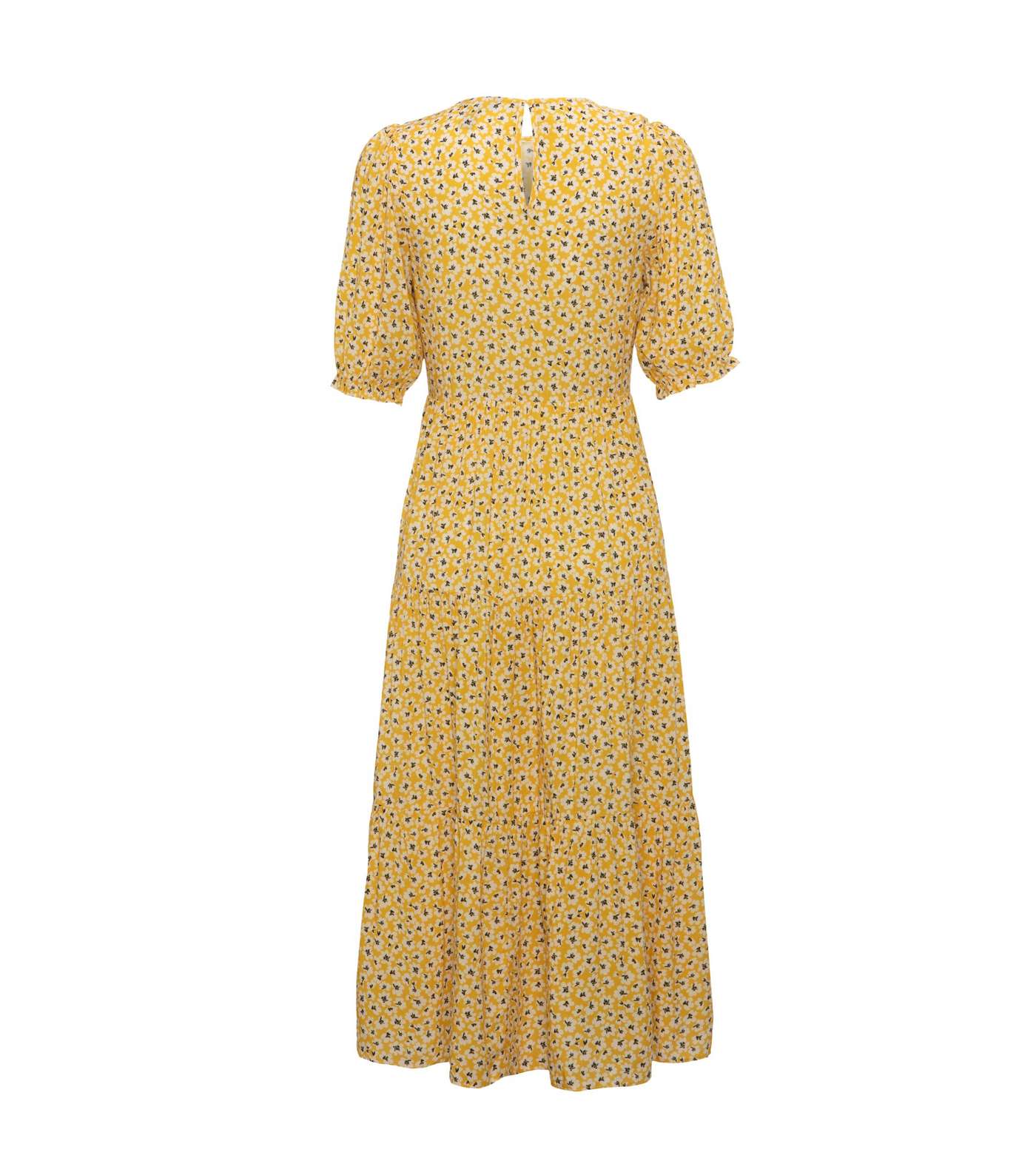 Mustard Floral Puff Sleeve Midi Dress  Image 2