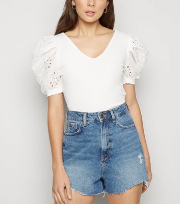 Cameo Rose White Broderie Puff Sleeve 