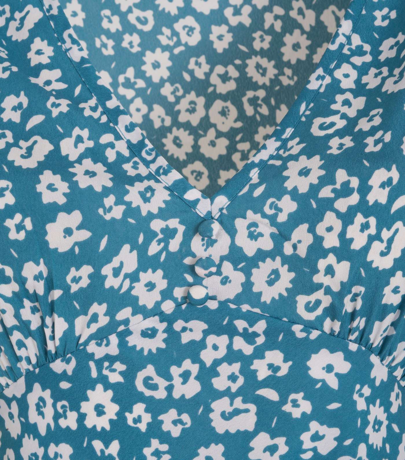Petite Pale Blue Floral Tie Sleeve Dress Image 3
