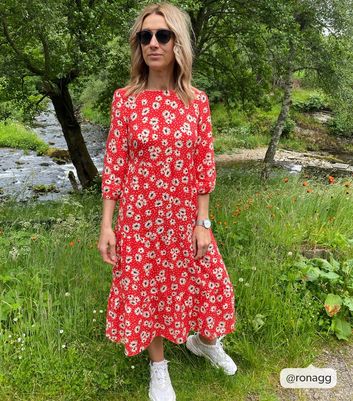 new look red midi dress