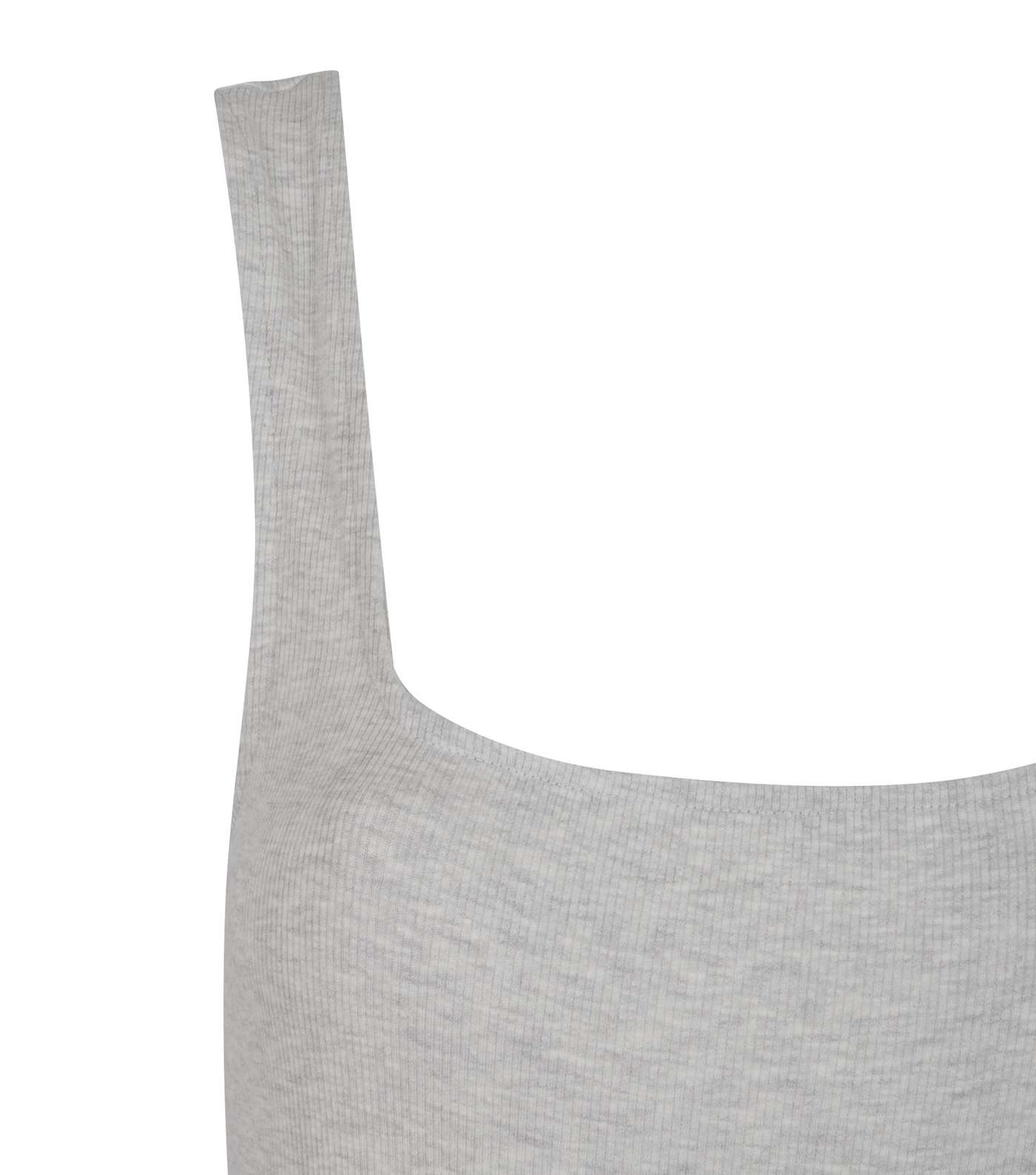 Pale Grey Ribbed Square Neck Bodycon Midi Dress  Image 3