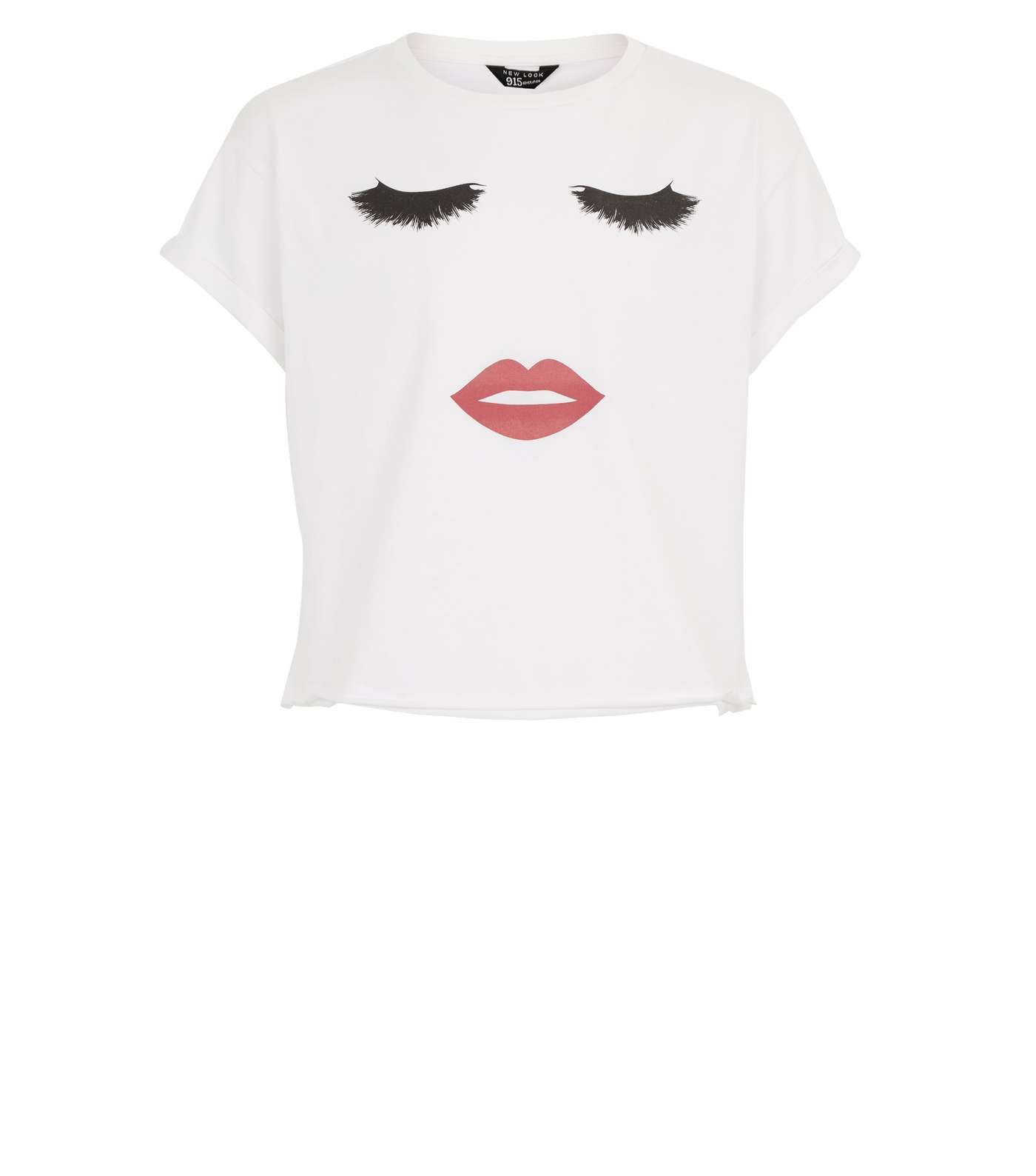 Girls White Eyelash Lips T-Shirt Image 4