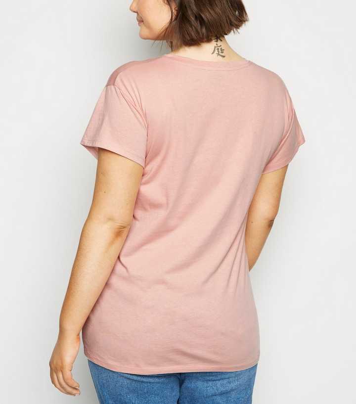 T-Shirt | Rosa New Look – mit „NYC”-Slogan Curves