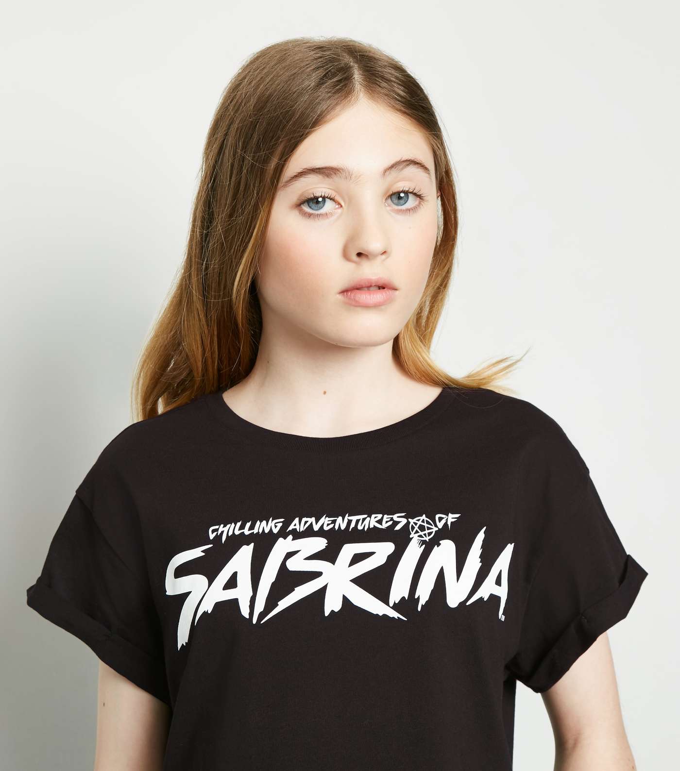 Girls Black Logo Sabrina T-Shirt Image 5