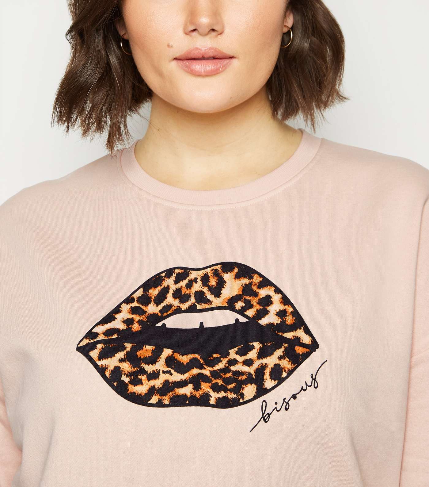 Curves Pale Pink Leopard Print Lips Sweatshirt Image 5
