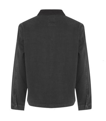 Image of Black Cord Collar Denim Jacket New Look