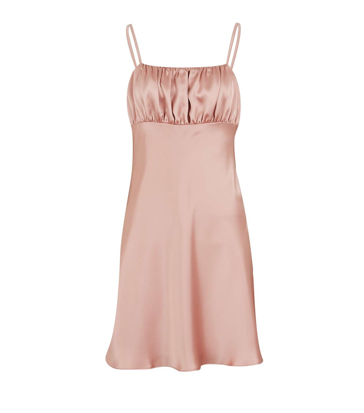 Pale Pink Satin Ruched Bustier Slip Dress 