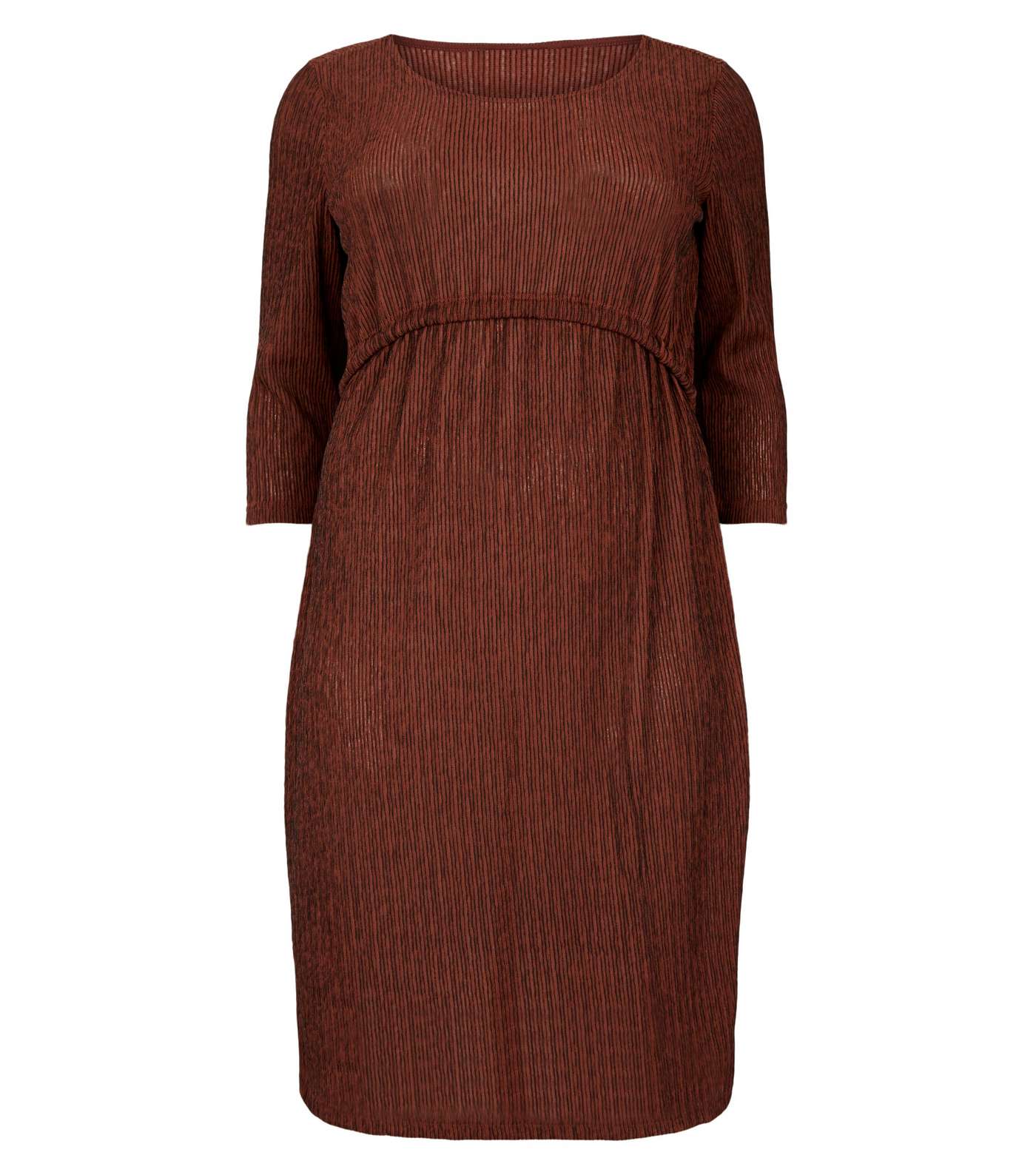 Vero Moda Curves Burgundy Stripe Textured Dress Image 4