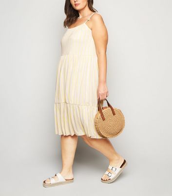 white stripe midi dress
