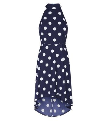 polka dot dip hem dress