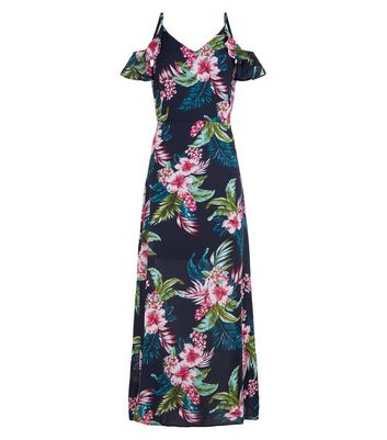 tropical cold shoulder dress