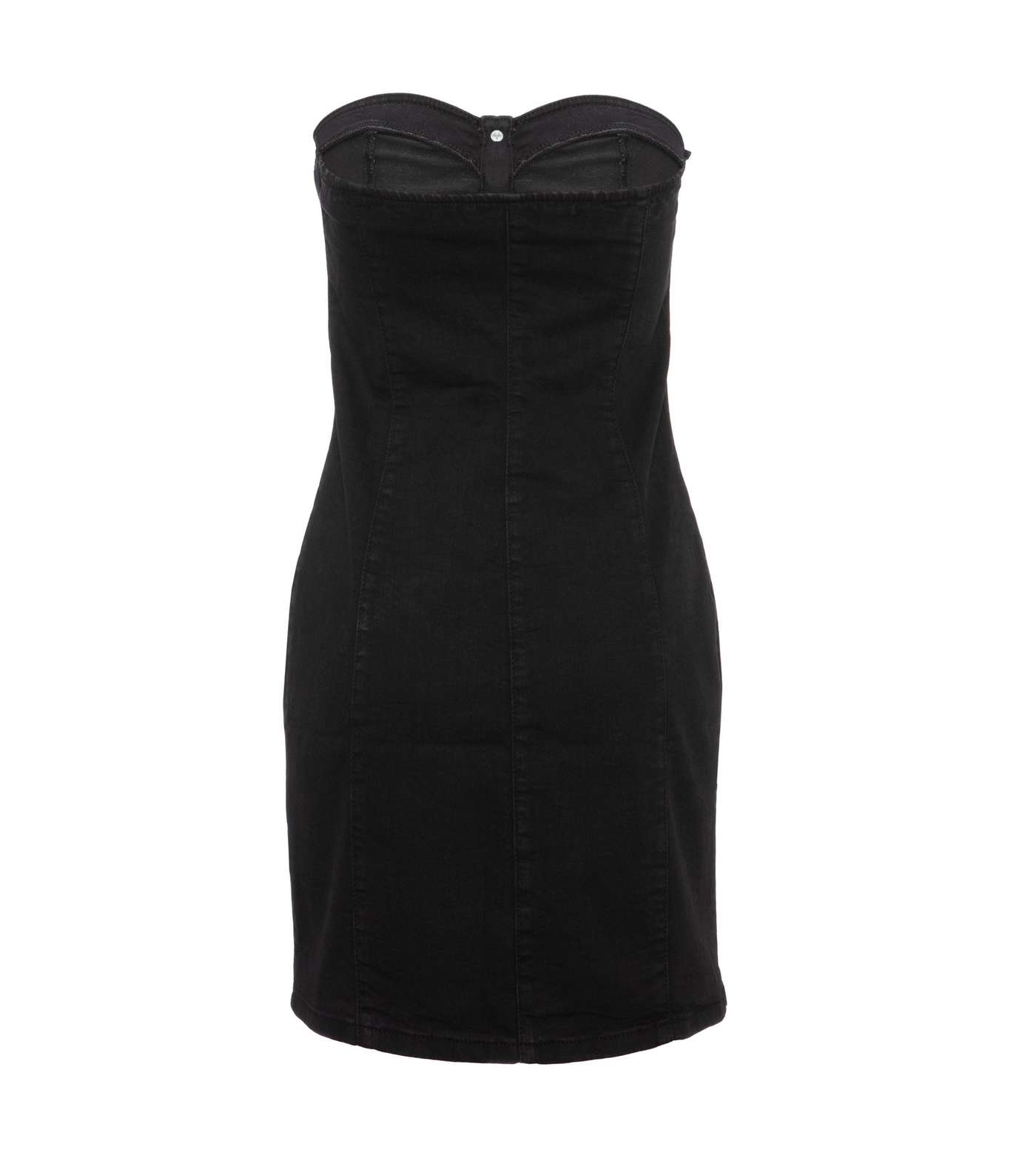 Black Denim Strapless Mini Dress  Image 2