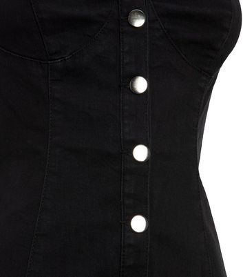 Image of Black Denim Strapless Mini Dress New Look