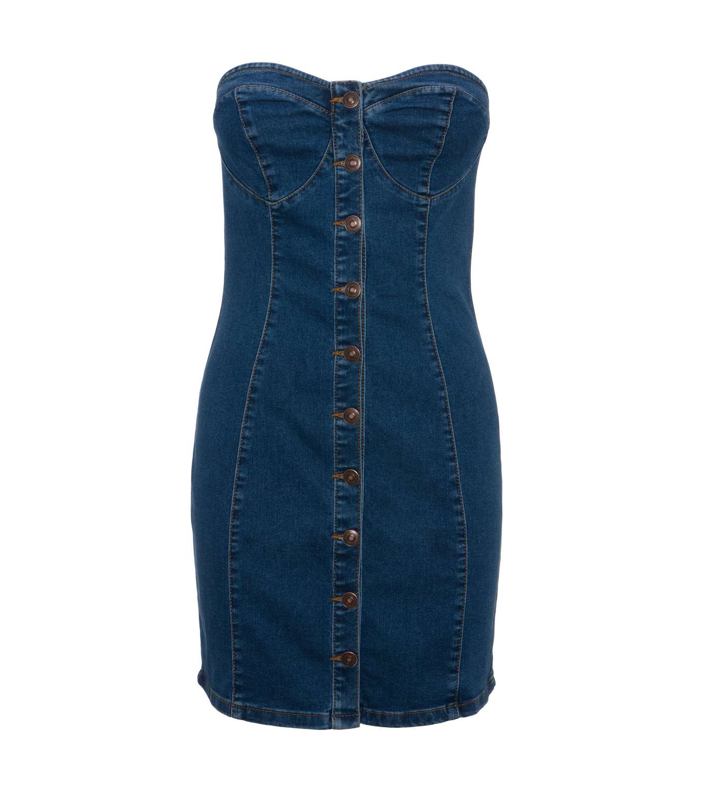 Blue Denim Strapless Mini Dress 