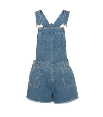 Blue Denim Short Dungarees | New Look