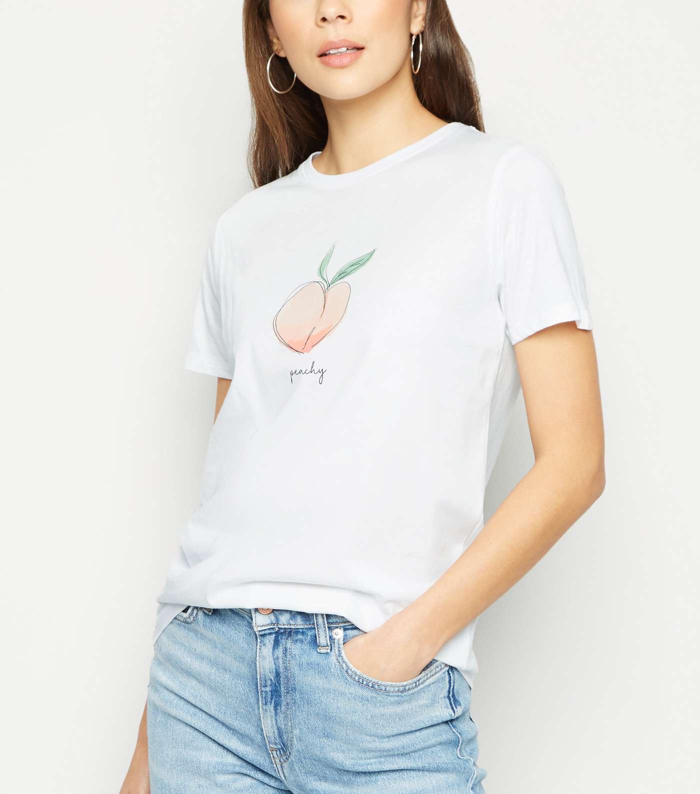 White Peachy Slogan T-Shirt