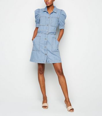 pale blue denim dress