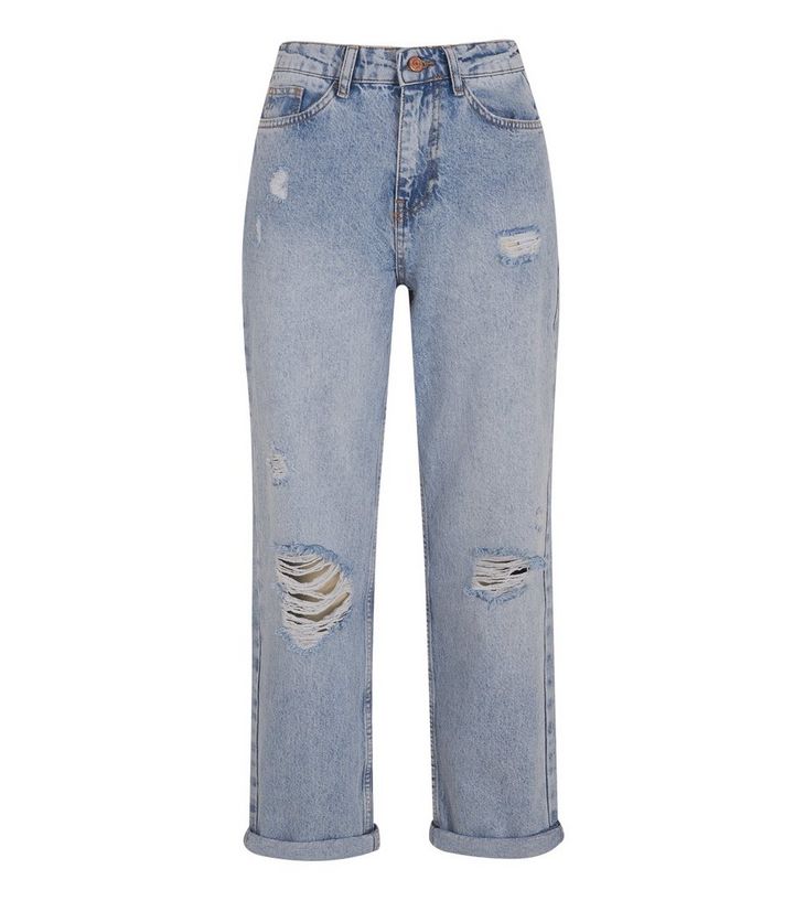 Pale Blue Ripped Hanya Boyfriend Jeans New Look