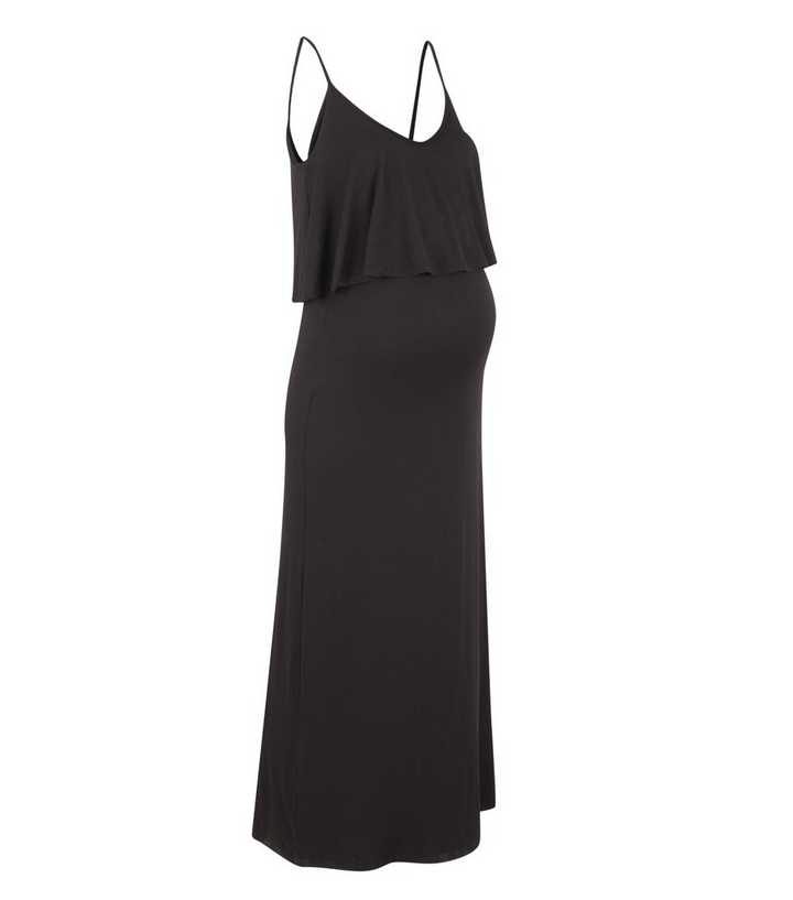 Maternity Black Layered Nursing Maxi Dress