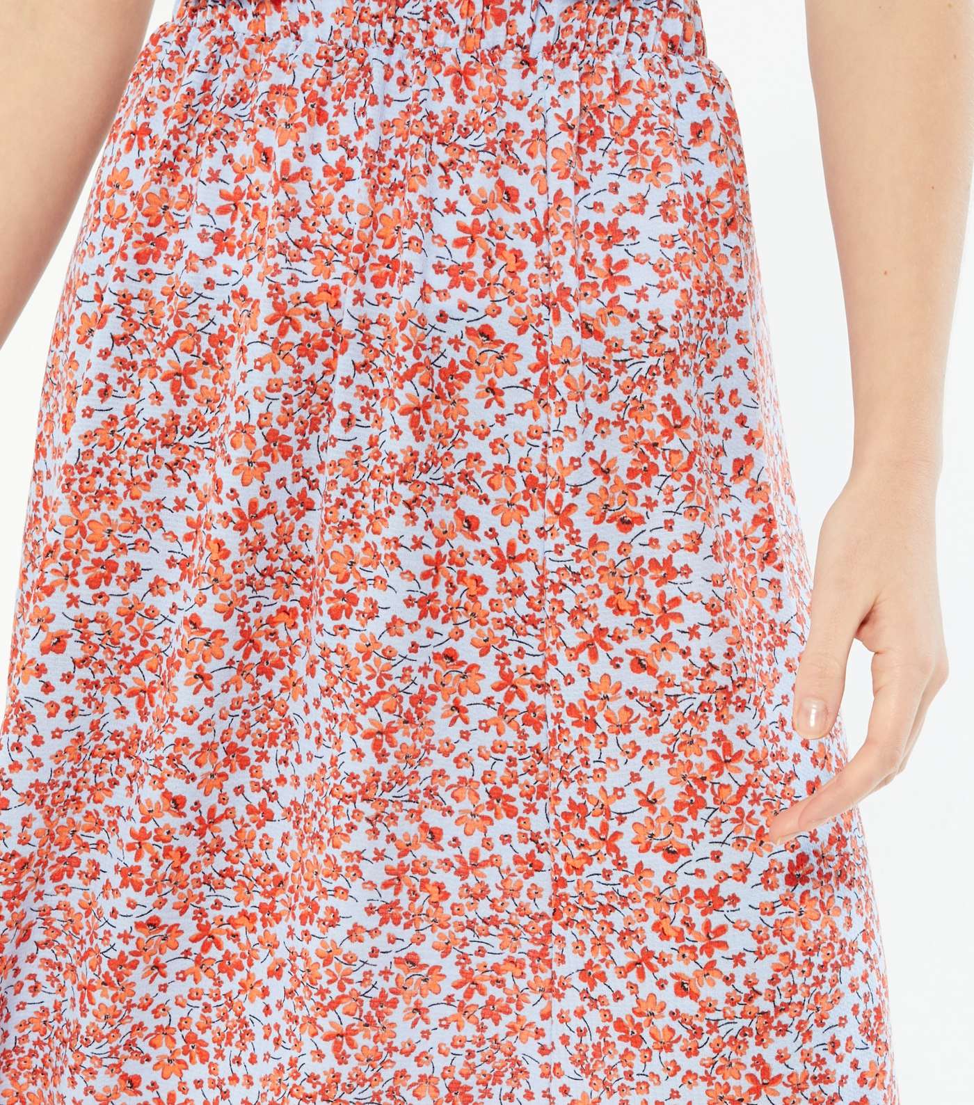 JDY Pale Blue Floral Midi Skirt Image 4