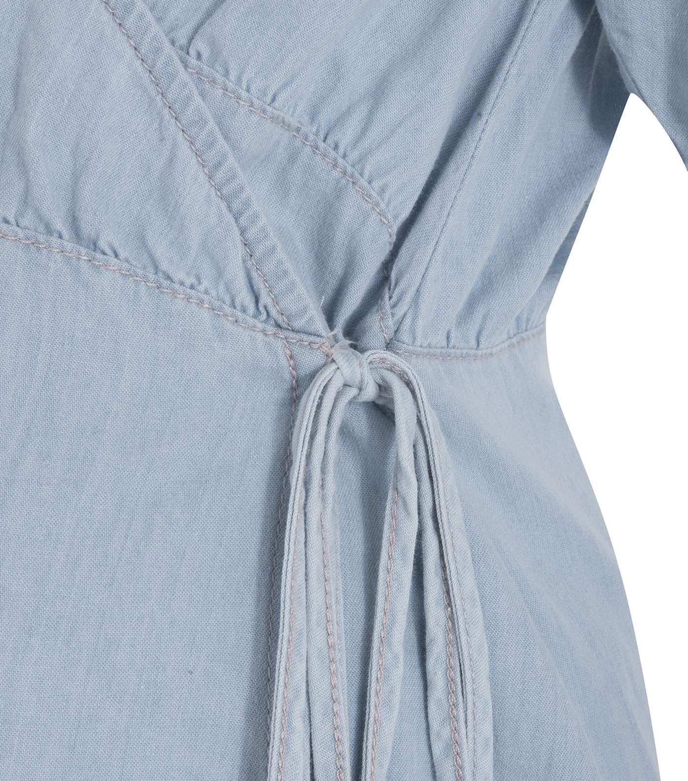 Maternity Blue Denim Wrap Dress  Image 3