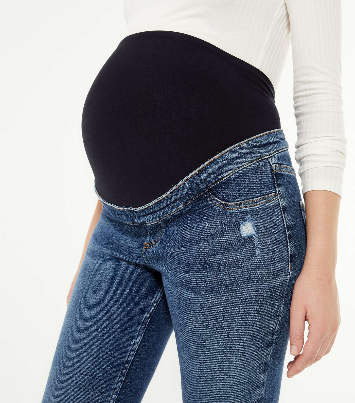 Maternity Blue Ripped Over Bump Jenna Skinny Jeans Image 4