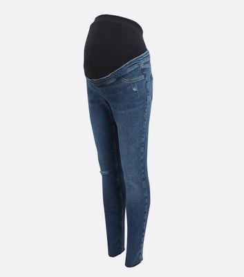 Maternity Blue Ripped Over Bump Jenna Skinny Jeans