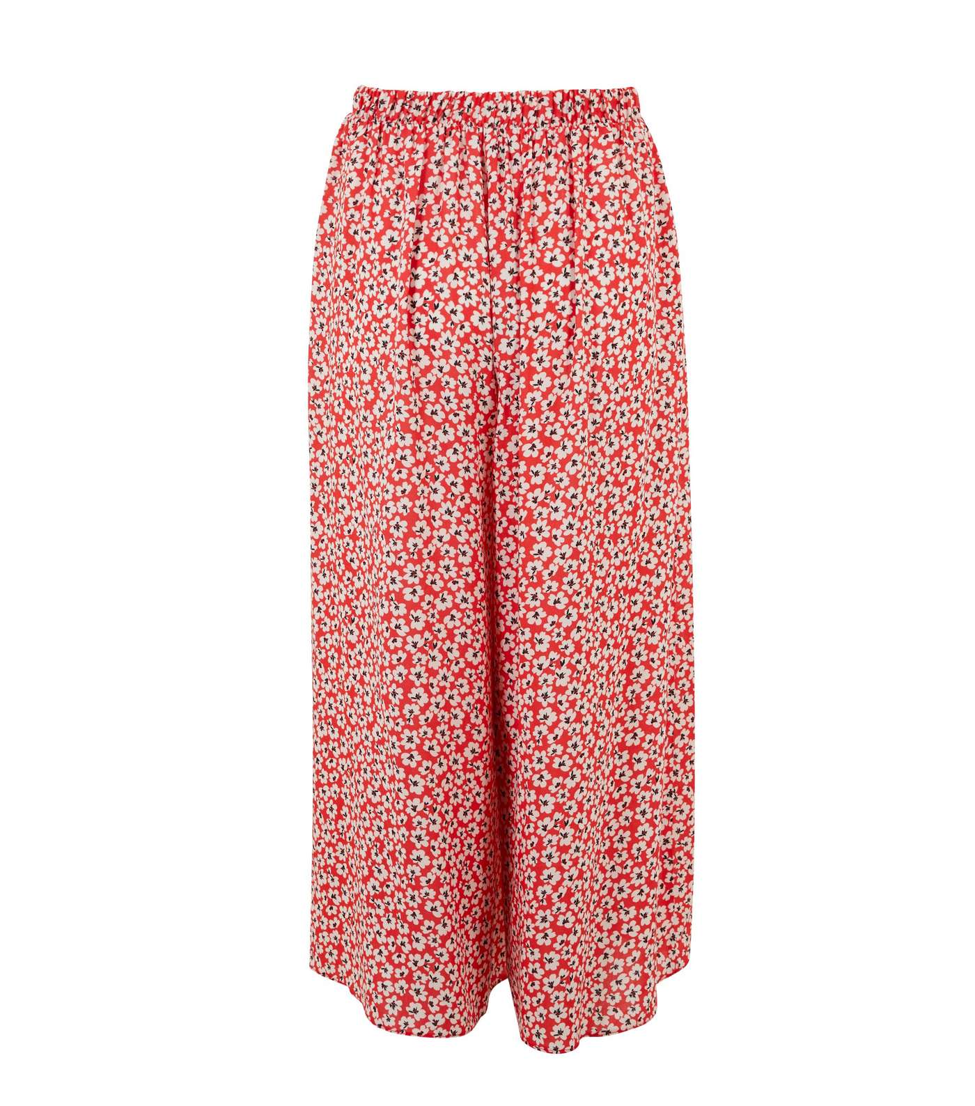 Red Floral Wide Leg Crop Trousers Image 2