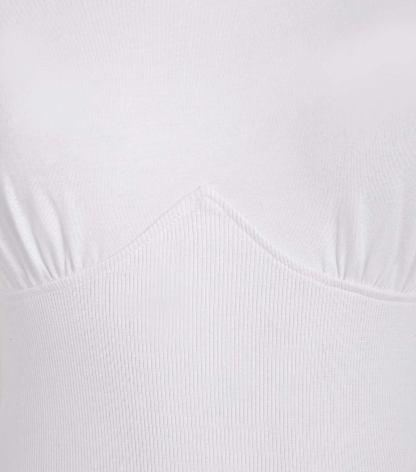 White Corset Seam Puff Sleeve T-Shirt Image 3